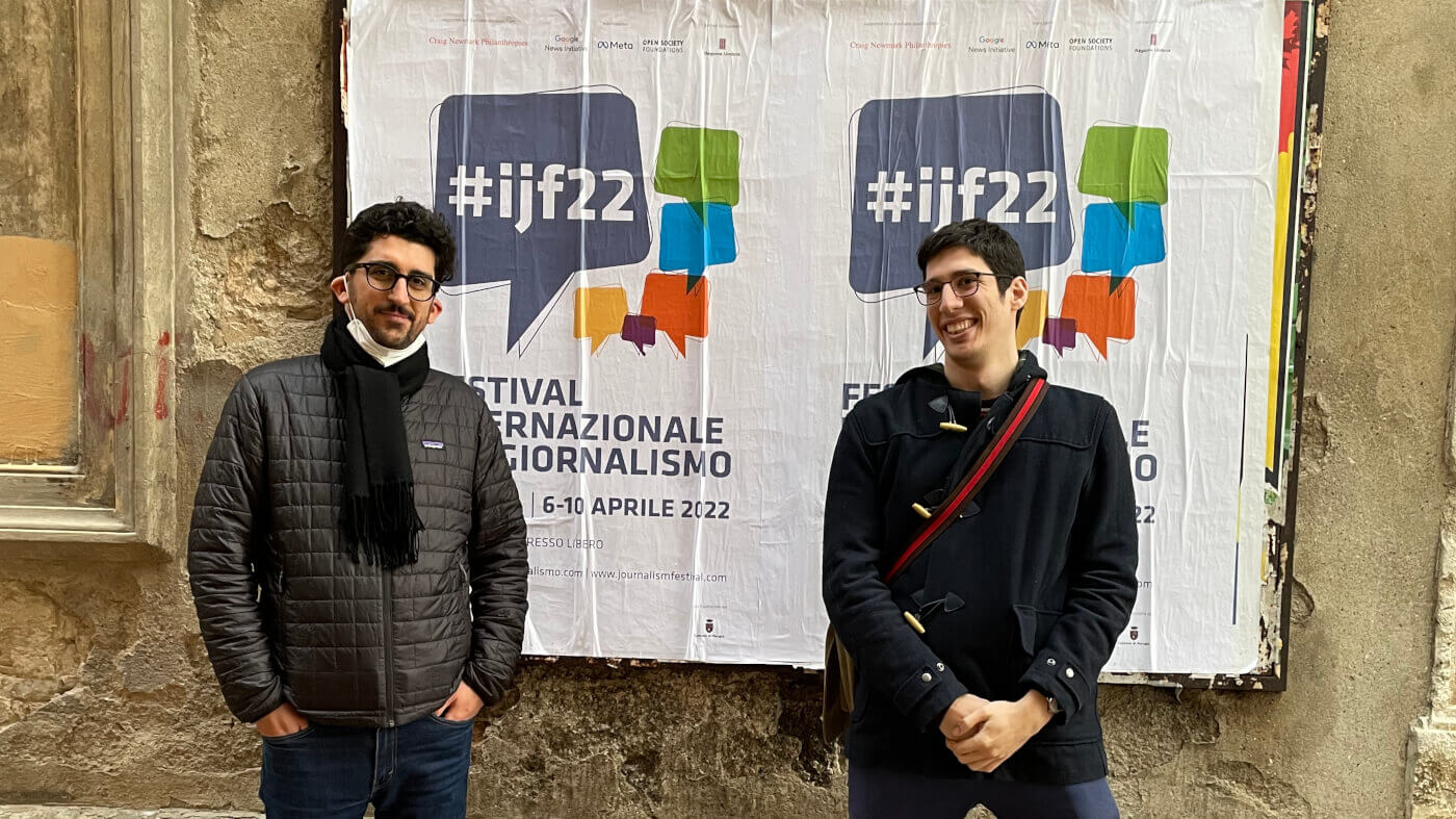 Qurio co-founders Tassos Morfis and Spyros Tzortzis vising the International Journalism Festival in Perugia #ijf22