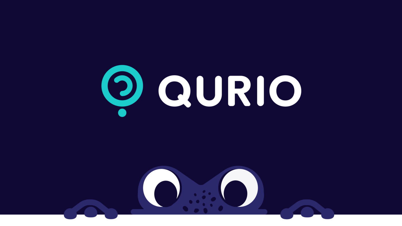 Qurio Logo alongside the audience engagement platform's spirit animal, the frog.